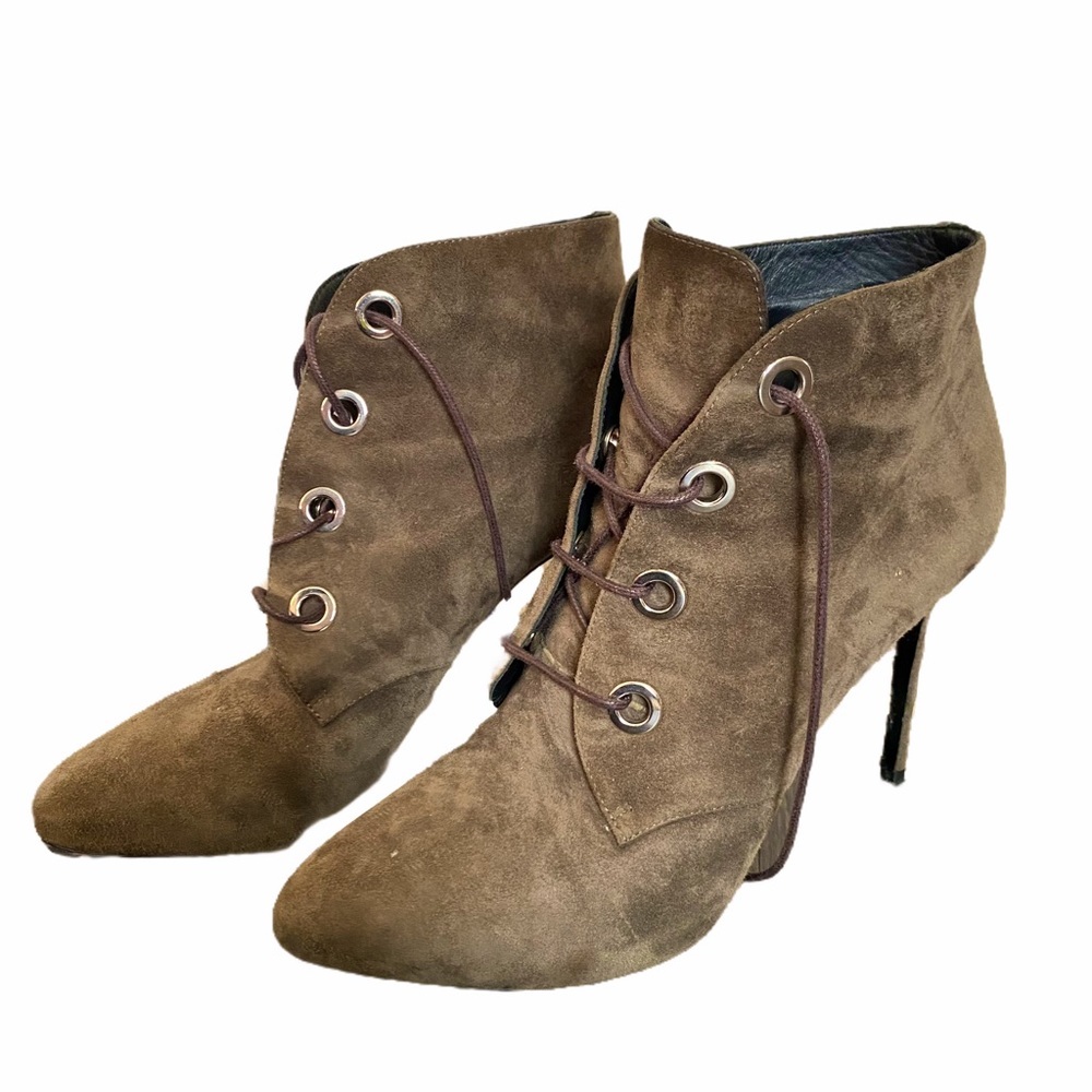 BELSTAFF lace up heel boot suede bootie